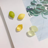 Czech Colored Glaze Green Yellow Lemon Pendant Earrings Necklace 2pcs