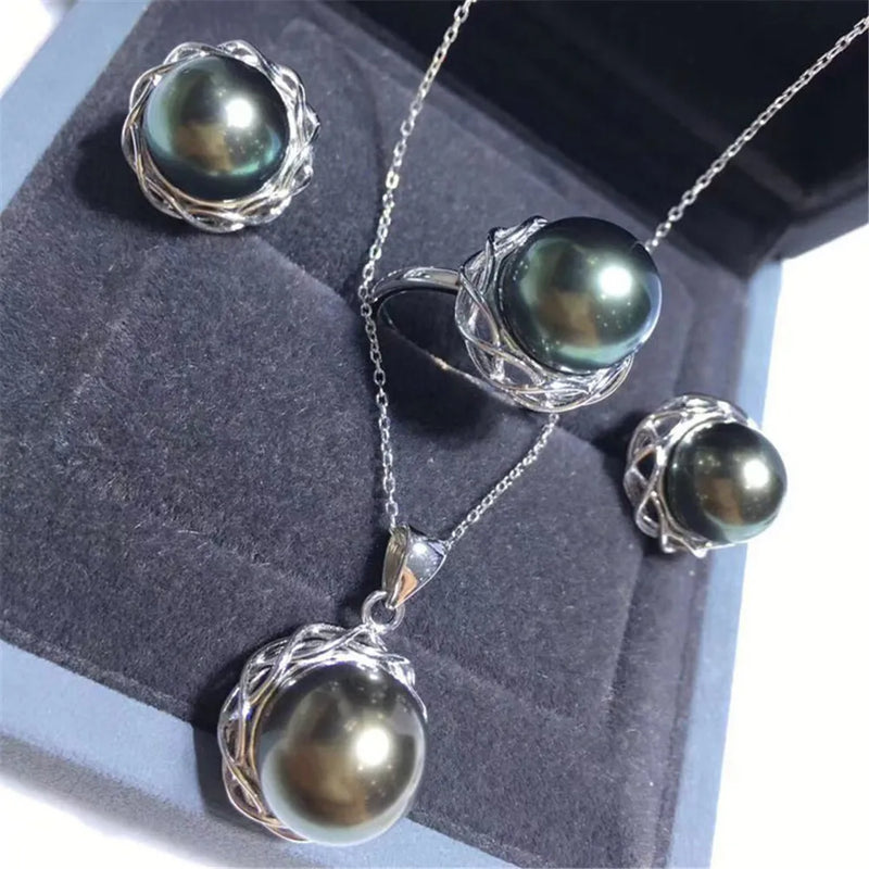 DIY Pearl Accessories Set 925 Silver Pendant Earring Empty Pearl Accessories