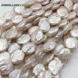 18.5mm Flat Round Teardrop Shape Freshwater Pearl Beads Strand