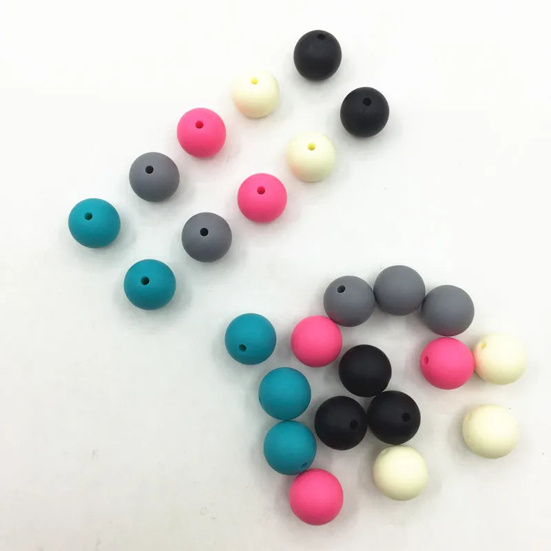 DIY Round Beads 10mm/12mm/15mm Teething Necklace Silicone Beads Loose Bead