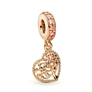 925 Sterling Silver Family Roots Love Dangle Charm Bead