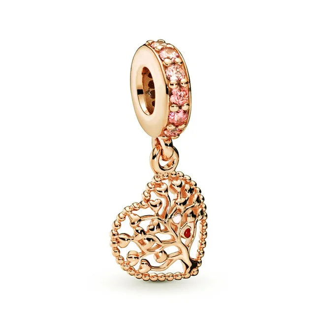 925 Sterling Silver Family Roots Love Dangle Charm Bead