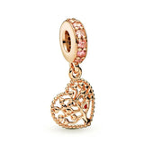 925 Sterling Silver Family Roots Love Dangle Charm Bead