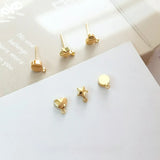 S925 Silver Ear Pin Earrings Hypoallergenic Love Star Round Accessory