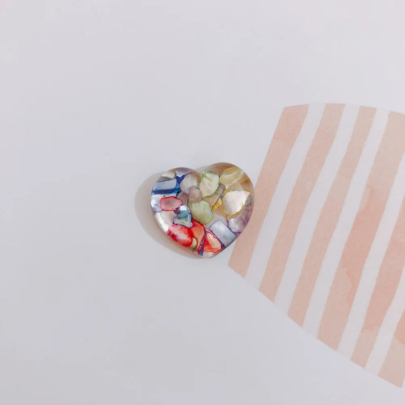6pcs Peach Heart Resin Patch Earrings Accessories DIY