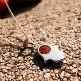 Hamasa Hand Religious Pendant Rosewood Inlaid 925 Sterling Silver Cocobol Charm