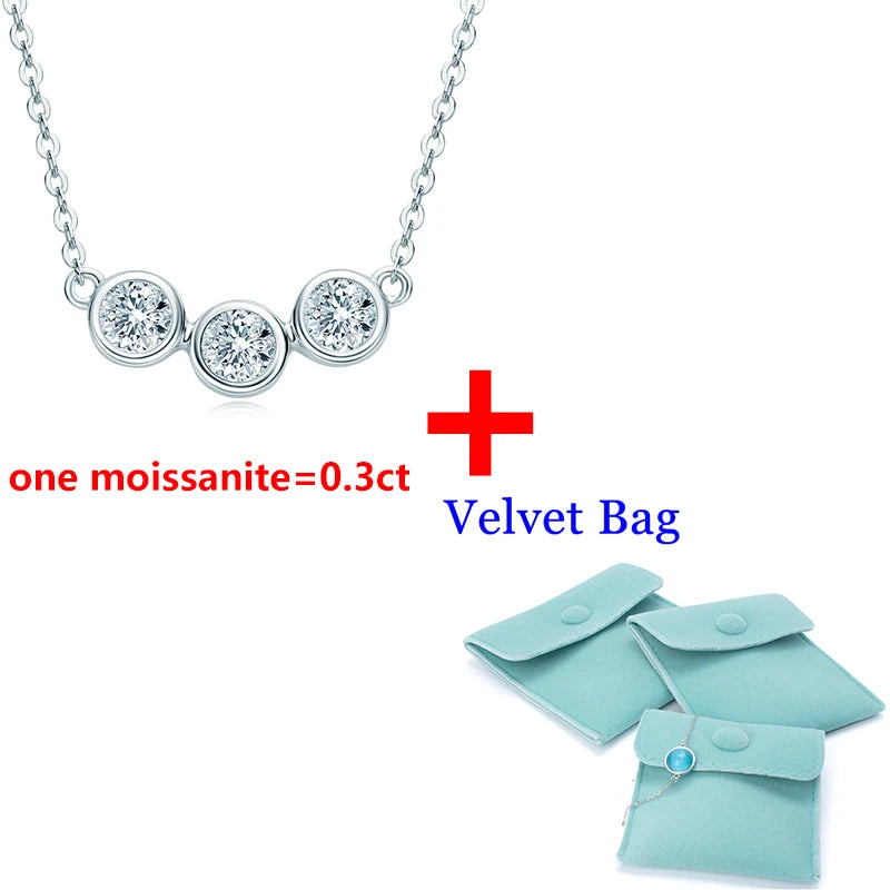 Round Cut 4mm Moissanite Pendant Necklace in 925 Sterling Silver