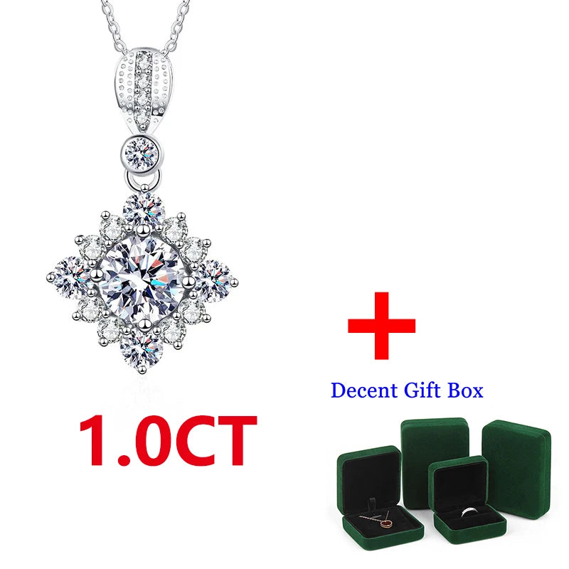 DJAMX S925 Sterling Silver Pendant 1ct Moissanite Necklace