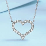 Moissanite Heart Necklace 0.3CT-2CT S925 Silver Platinum Pendant