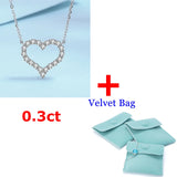 Moissanite Heart Necklace 0.3CT-2CT S925 Silver Platinum Pendant