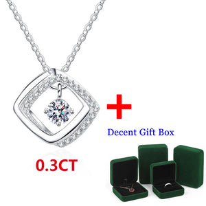0.3ct Beating Heart Moissanite Necklace S925 Sterling Silver Jewelry