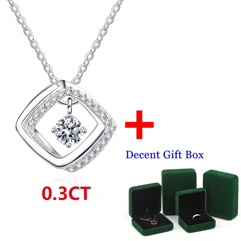 0.3ct Beating Heart Moissanite Necklace S925 Sterling Silver Jewelry