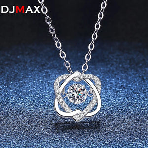 0.5ct Moissanite Necklace for Women Beating Heart S925 Silver Fine Jewelry Gift