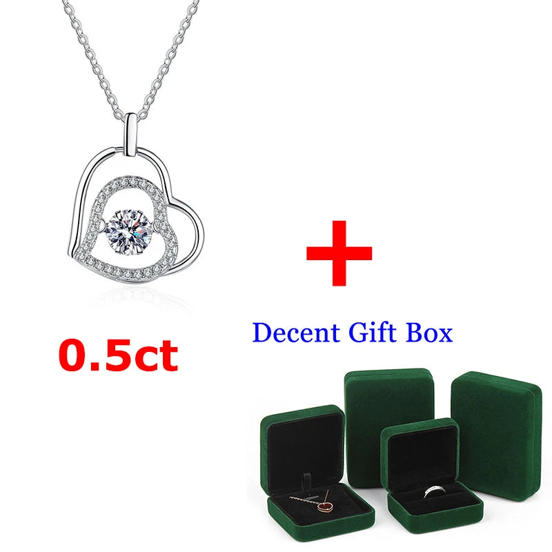 0.5ct Heart Moissanite Pendant 925 Silver Plated Necklace