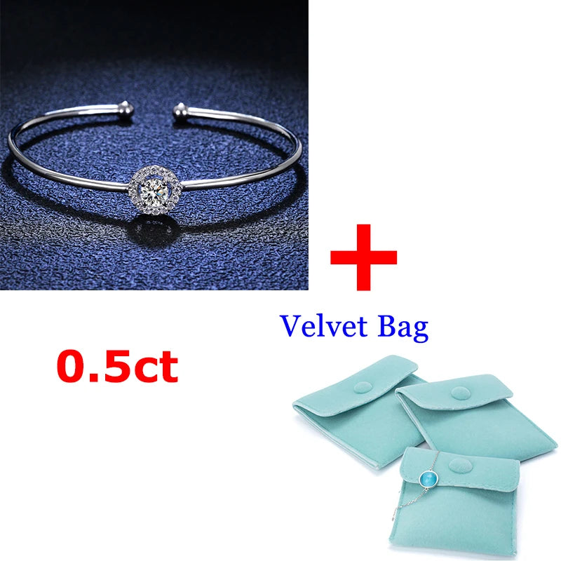 0.5ct Moissanite Diamond Bangles for Women Wedding Bracelet