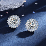 1-2ct Round Moissanite Earrings Stud 100% S925 Silver Women Wedding Accessory