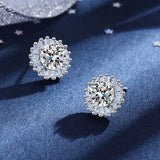 1-2ct Round Moissanite Earrings Stud 100% S925 Silver Women Wedding Accessory