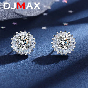 1-2ct Round Moissanite Earrings Stud 100% S925 Silver Women Wedding Accessory