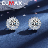 1-2ct Round Moissanite Earrings Stud 100% S925 Silver Women Wedding Accessory