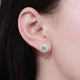 1-2ct Round Moissanite Earrings Stud 100% S925 Silver Women Wedding Accessory