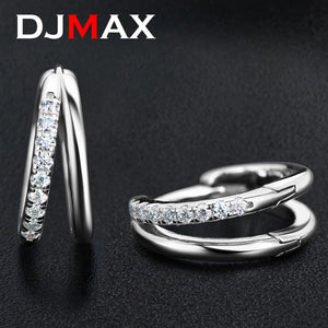 100% Moissanite Double Hoop Earrings for Women 925 Sterling Silver