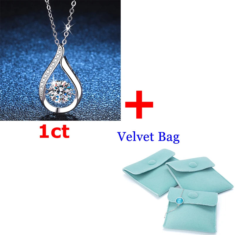 1.0ct Moissanite Necklace Pendant 925 Silver Wedding Jewelry