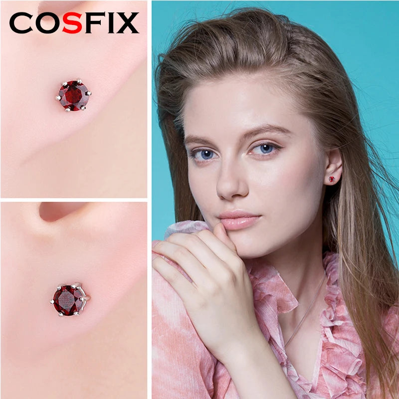 1CTx 2 D Colored Moissanite Stud Earrings 925 Sterling Silver