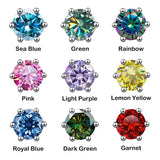 1CTx 2 D Colored Moissanite Stud Earrings 925 Sterling Silver