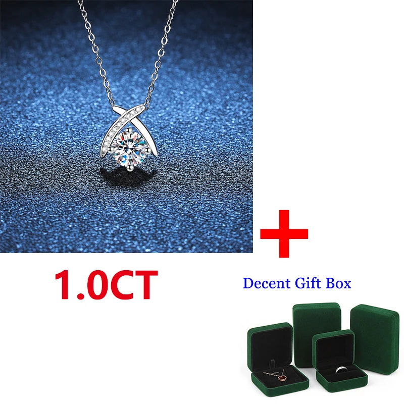 1CT D Moissanite 925 Silver Heart Pendant Necklace Women's Jewelry