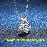 1CT D Moissanite 925 Silver Heart Pendant Necklace Women's Jewelry