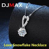1CT D Moissanite Clavicle Chain 925 Sterling Silver Necklace Love Snowflake