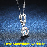 1CT D Moissanite Clavicle Chain 925 Sterling Silver Necklace Love Snowflake