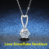 1CT D Moissanite Clavicle Chain 925 Sterling Silver Necklace Love Snowflake