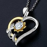 1CT Moissanite Heart Pendant Sunflower Necklace 925 Silver