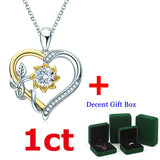 1CT Moissanite Heart Pendant Sunflower Necklace 925 Silver