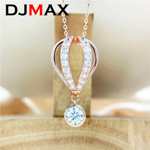 1CT Moissanite Necklace S925 Silver Hot Air Balloon Clavicle Chain