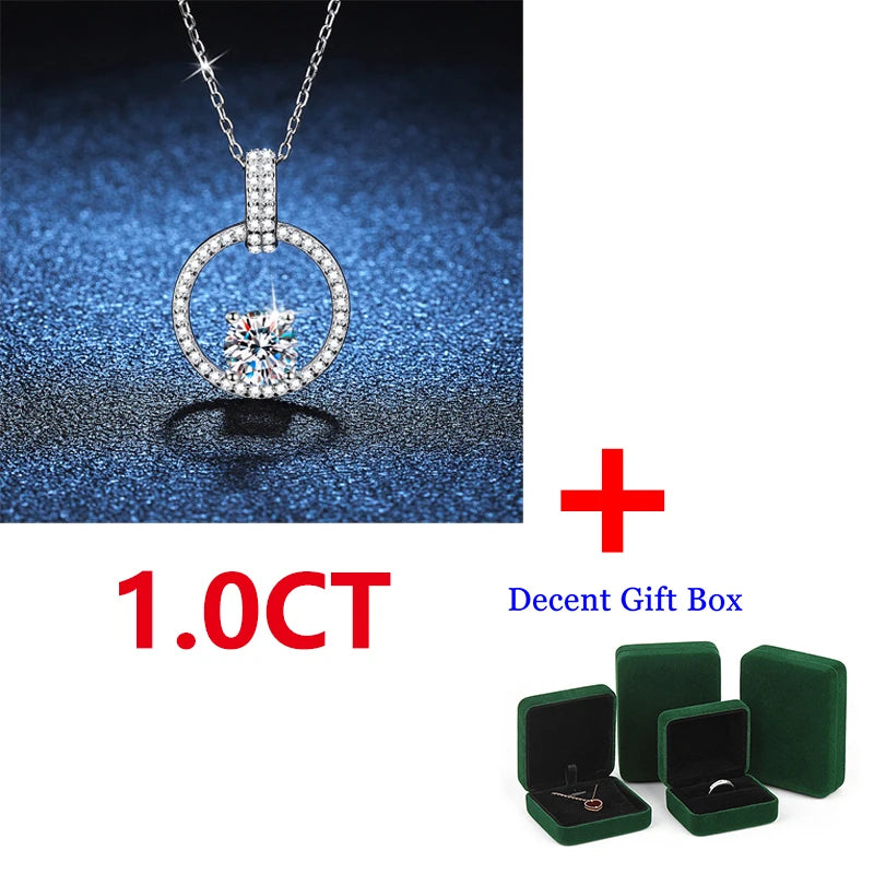 1ct D Moissanite Necklace Padlock Ring Pendant Female S925 Silver