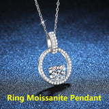 1ct D Moissanite Necklace Padlock Ring Pendant Female S925 Silver