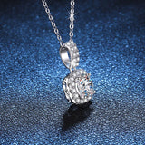 D Moissanite Pendant Square Necklace S925 Sterling Silver Plated