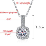 D Moissanite Pendant Square Necklace S925 Sterling Silver Plated