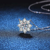 1ct Moissanite Pendant Sunflower Necklace S925 Silver Plated