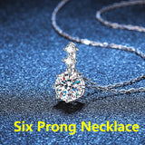 1ct S925 Silver Moissanite Necklace Six Claw Inlaid Clavicle Chain D