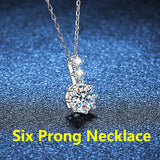 1ct S925 Silver Moissanite Necklace Six Claw Inlaid Clavicle Chain D