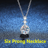 1ct S925 Silver Moissanite Necklace Six Claw Inlaid Clavicle Chain D