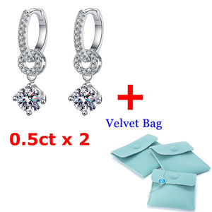 1ct Moissanite Drop Earring 925 Silver Wedding Jewelry