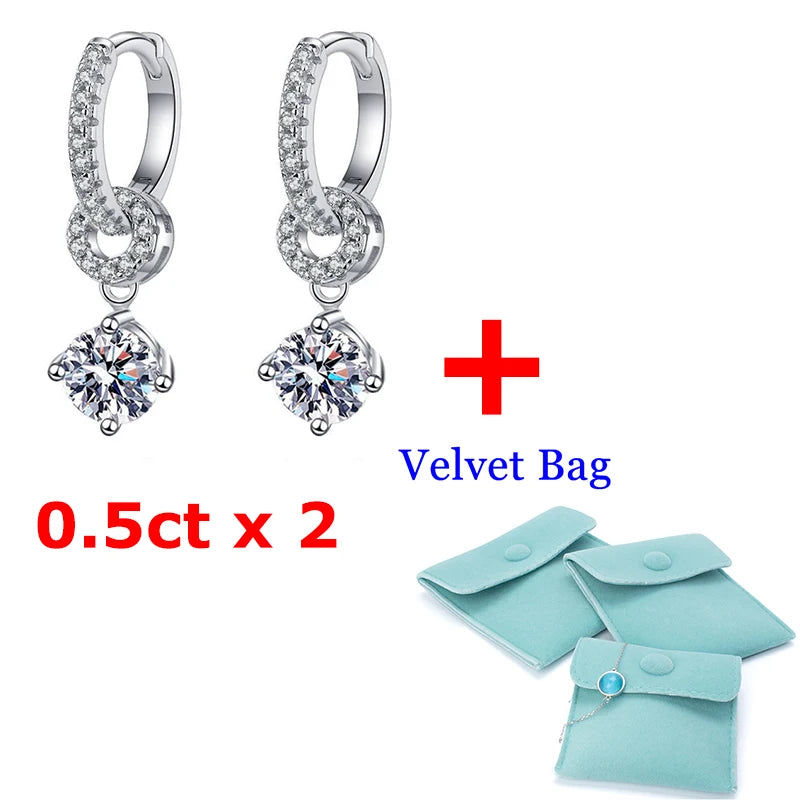 1ct Moissanite Drop Earring 925 Silver Wedding Jewelry
