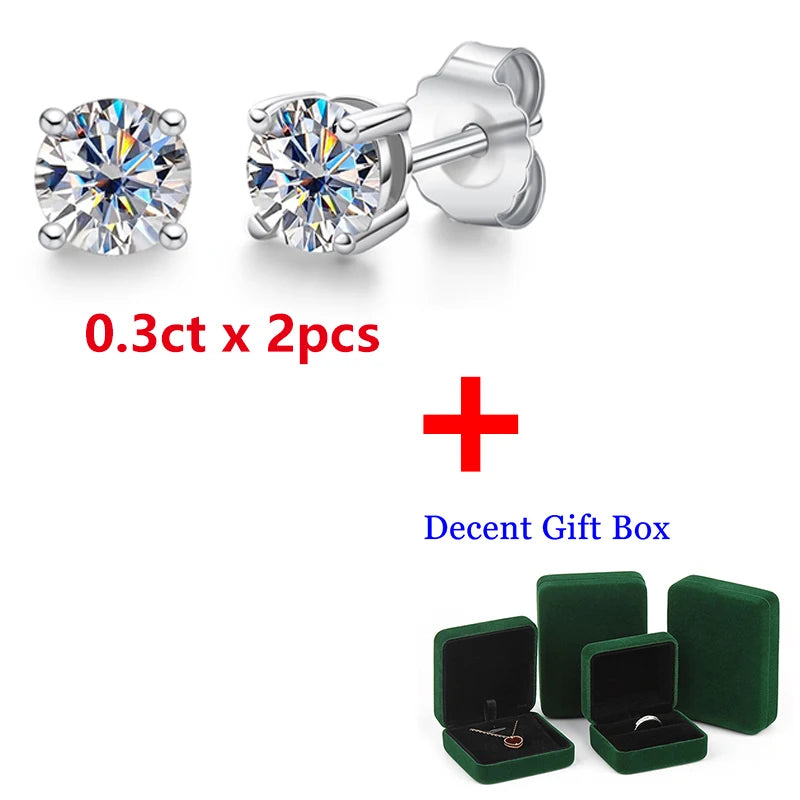 4mm D Moissanite Diamond 925 Silver Stud Earring