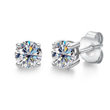 4mm D Moissanite Diamond 925 Silver Stud Earring