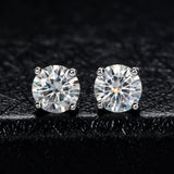 4mm D Moissanite Diamond 925 Silver Stud Earring