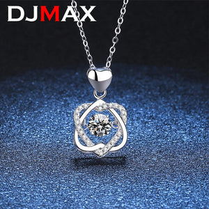 0.5ct Moissanite Necklace D VVS1 Hexagram Pendant Beating Heart Chain
